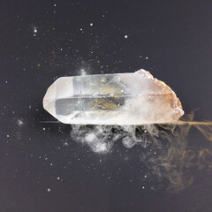 Quartz crystal with energy aura and sparks that glow white and gold. Raise your vibration with a...