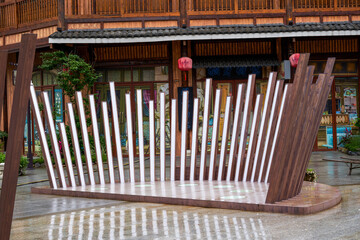 Beam Shape Sculpture in Ancient Town