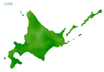 水彩風の地図　北海道