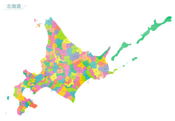 水彩風の地図　北海道