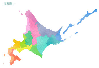 水彩風の地図　北海道　地域別