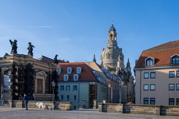Dresden am frühen Morgen die Brühlschen Terrassen