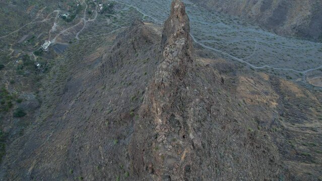 Ansite Fortress. Nice aerial shot of the Ansite Fortress on the island of Gran Canaria. Ancient Aboriginal caves are found inside. Monument recognized by Unesco.