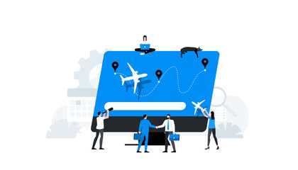 Conceptual illustration of aircraft flight tracking. Animation ready duik friendly vector.