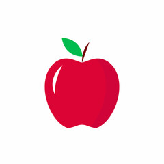 Apple fruit simple colorful icon. Vector EPS 10. Isolated illustration on white. For farm market. Healthy food menu. Silhouette can be used for any platform and purpose, dev, app, red design, web