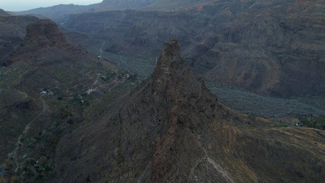 Ansite Fortress. Wonderful aerial shot of the Ansite Fortress on the island of Gran Canaria. Ancient Aboriginal caves are found inside. Monument recognized by Unesco.
