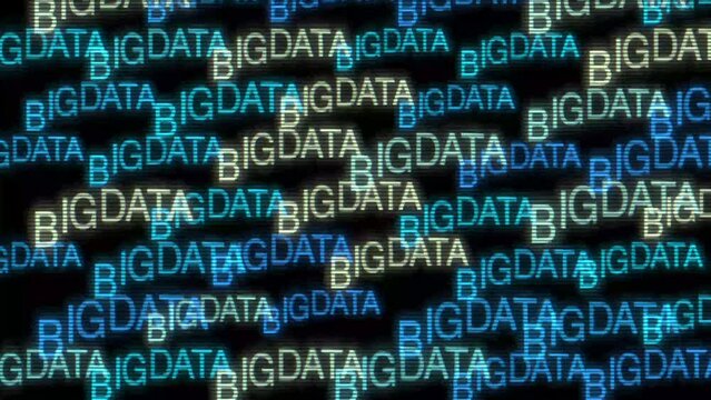 Big data analytics animated text kinetic finance fintech wordscape ai artificial intelligence software