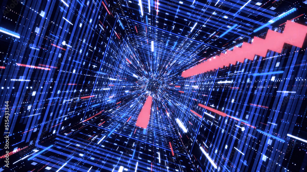 Wall mural abstrat hyper jump through blue stars into the universe, seamless loop. animation. speed of light mo