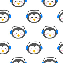Seamless pattern with penguin faces.