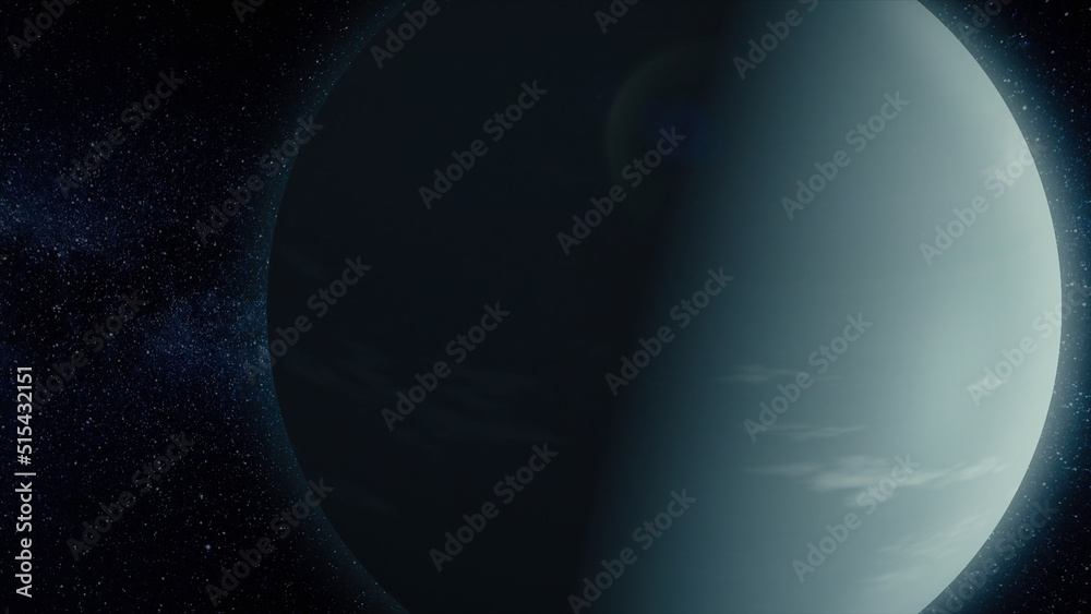 Poster planet in space. solar system and space objects. abstract scientific background - glowing planet in 