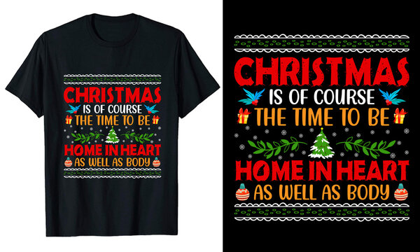 Home and heart Christmas typography T-shirt Design