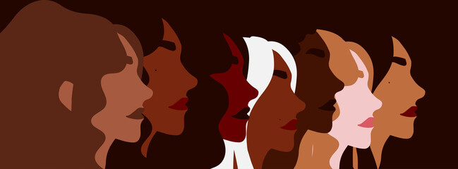 Diverse group of women illustration. Diversity and equality concept.