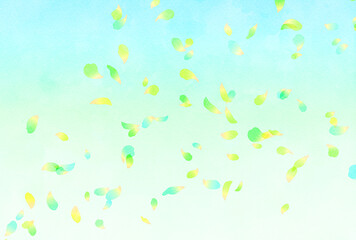 背景素材_水彩_花吹雪_黄緑