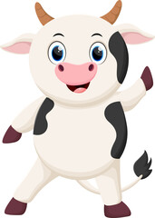 Cartoon happy cow isolated on white background