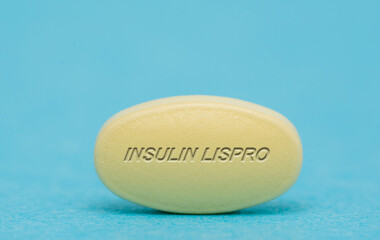 Obraz na płótnie Canvas Insulin Lispro Pharmaceutical medicine pills tablet Copy space. Medical concepts.