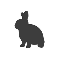 Vector Hare silhouette isolated on white. Black Rabbit on white background. 