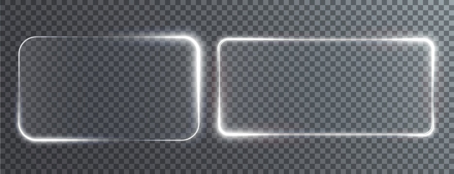 Collection of futuristic hud light white frame. Technological background. Light glass white frames square, oval, rectangle, circle. HUD PNG. Vector Illustration.	
