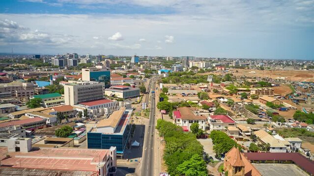 Timelapse of traffic flow in Accra central, Ghana - Africa