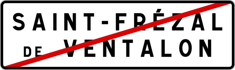 Panneau sortie ville agglomération Saint-Frézal-de-Ventalon / Town exit sign Saint-Frézal-de-Ventalon