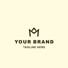 simple logo letter M with crown