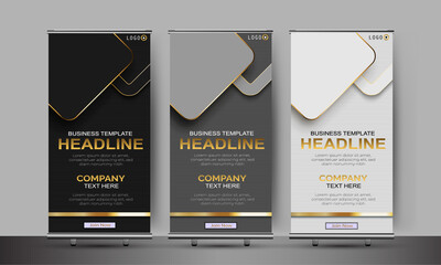 banner background set, modern and luxury gold abstract, vector illustration