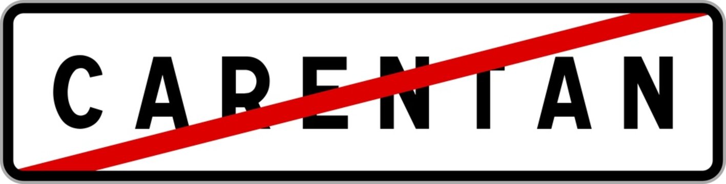 Panneau sortie ville agglom&eacute;ration Carentan / Town exit sign Carentan