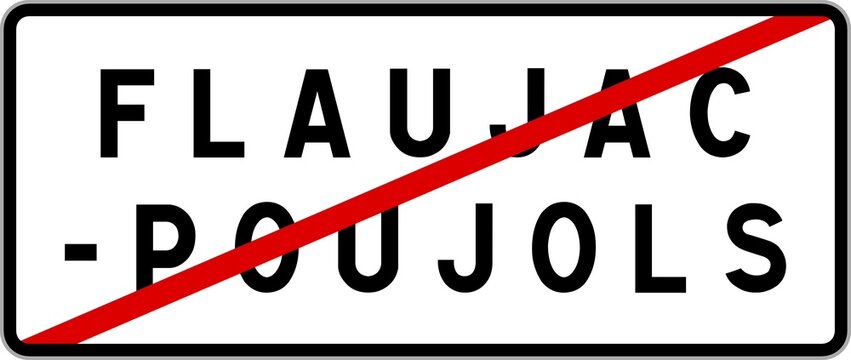 Panneau sortie ville agglomération Flaujac-Poujols / Town exit sign Flaujac-Poujols