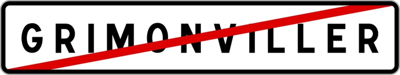 Panneau sortie ville agglomération Grimonviller / Town exit sign Grimonviller