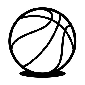 recommend clip art: Vector of basketball ball with black bold outlines and shadow for logo or icon