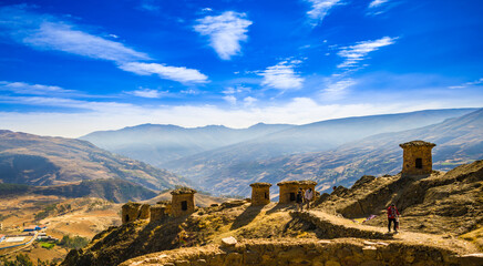 archeological complex of ninamarca with mountains and cloudy sky in the background