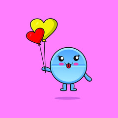 Cute cartoon pill medicine floating with love balloon cartoon vector illustration 