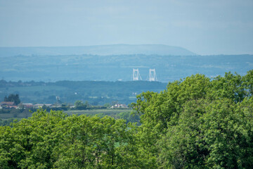 Fototapeta na wymiar view of the Severn Bridge from the Cotswolds Way Trail