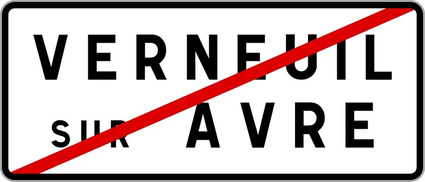 Panneau sortie ville agglomération Verneuil-sur-Avre / Town exit sign Verneuil-sur-Avre