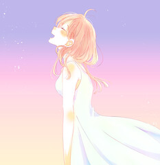 笑顔のワンピースの女性