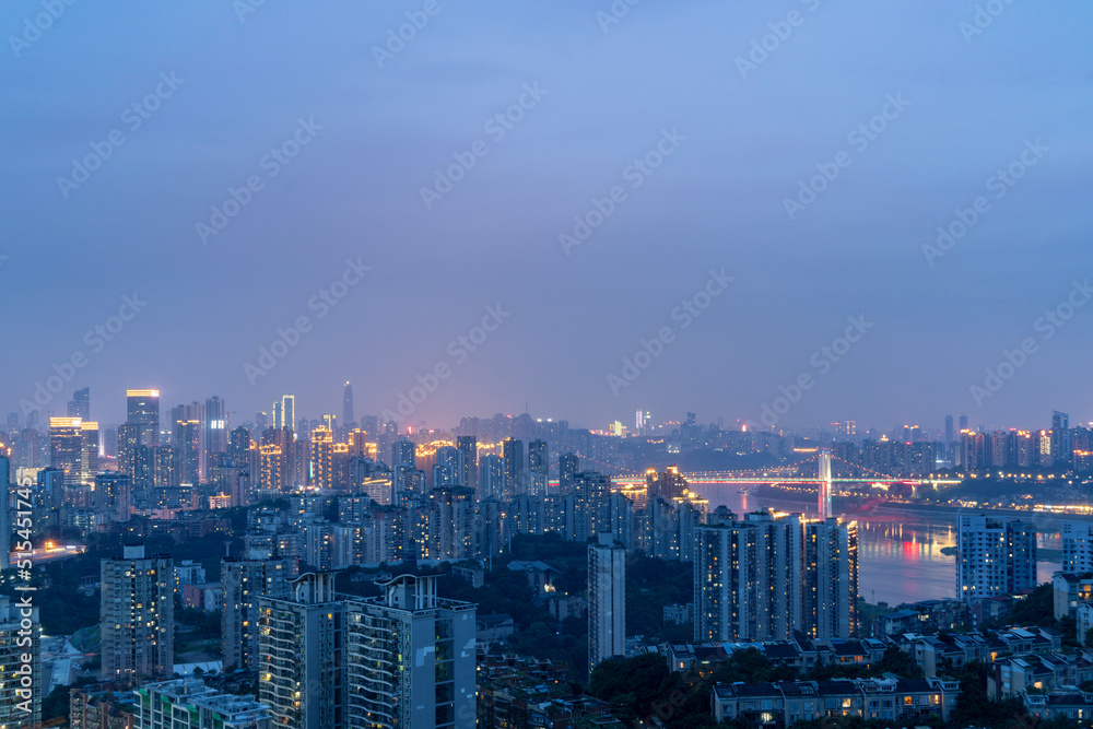 Poster night view city scenery chongqing, china