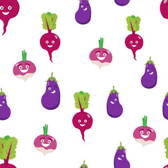 simple vector pattern cartoon vegetables on white