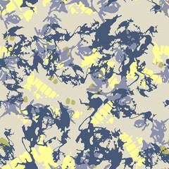 Urban camouflage of various shades of beige, blue and yellow colors