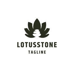 Lotus stone logo icon design template flat vector