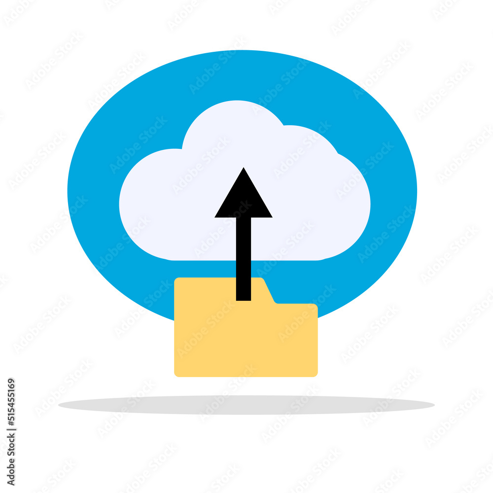 Aufkleber Upload from folder to cloud. Cloud storage and backup. Vector.