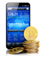 Bitcoin stock exchange trading business financial concept