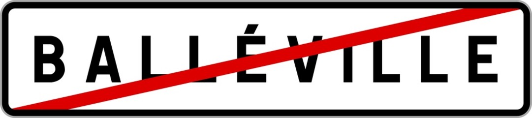 Fototapeta premium Panneau sortie ville agglomération Balléville / Town exit sign Balléville