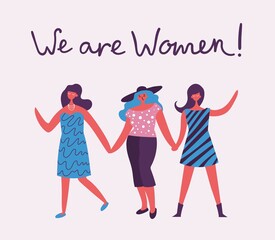 We can do it. Feminine concept and woman empowerment design for banners