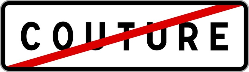 Panneau sortie ville agglomération Couture / Town exit sign Couture