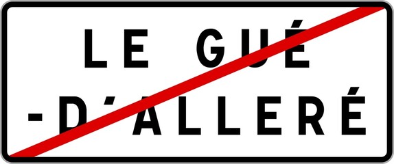 Panneau sortie ville agglomération Le Gué-d'Alleré / Town exit sign Le Gué-d'Alleré