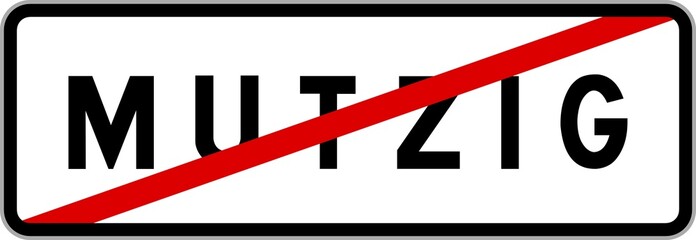 Fototapeta premium Panneau sortie ville agglomération Mutzig / Town exit sign Mutzig