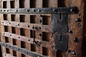 Ancient door in Westminster Abbey in London