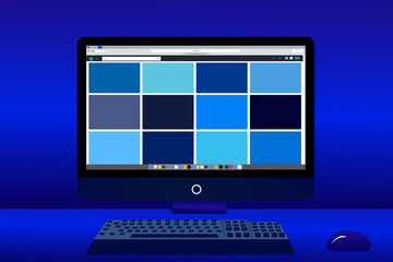 Computer desk flat illustration design