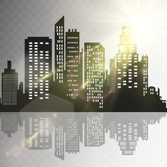 Vector city silhouette in a flat style. Modern urban landscape.vector illustration	