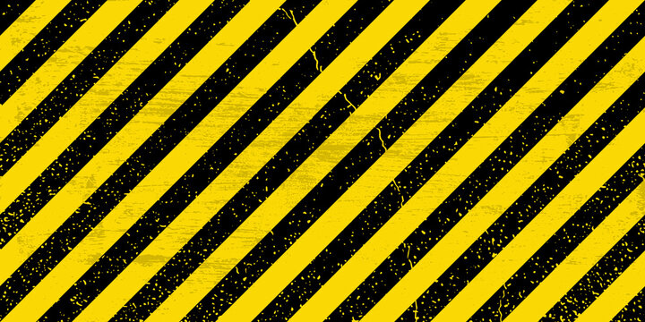 Black yellow stripes wall. Hazard industrial striped road warning. Yellow black diagonal stripes. Blank Warning Sign. Template. Vector illustration EPS10.
