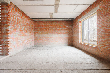 interior of the apartment without decoration in gray colors. rough finish